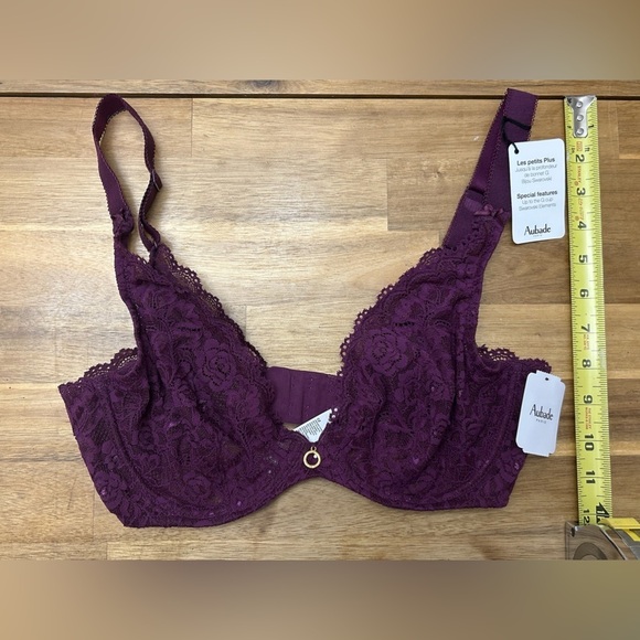 Aubade Paris Comfort Underwire Triangle Lace Bra Adjustable Lightly Lined Sz 30 - Picture 8 of 12